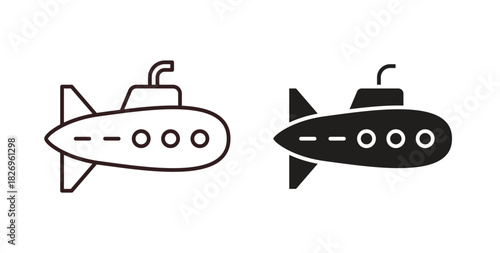 Submarine icon concept. Glyph vector illustration isolated. Simple solid style.
