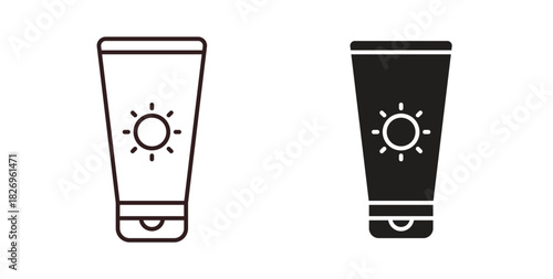 Sun cream icon concept. Glyph vector illustration isolated. Simple solid style.