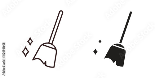 Sweeping icon concept. Glyph vector illustration isolated. Simple solid style.