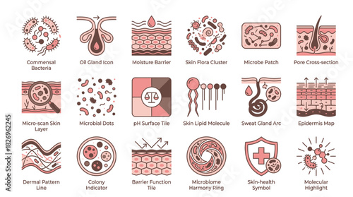 Medical Illustrations of Various Cell Structures and Biological Processes