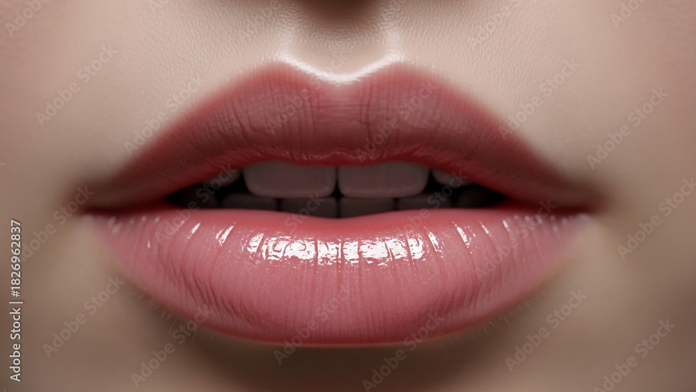 Obraz premium Luscious Lips A Close-Up View of Beauty and Detail