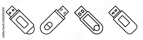 Download usb flash drive vector icon set, data storage device, memory stick, portable drive vector