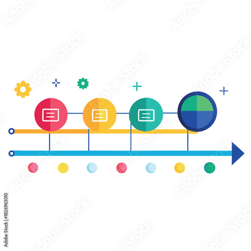 Infographic Timeline Vector: Step-by-Step Process, Business Flow Chart, and Data Visualization