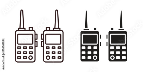 Two way radio icon concept. Glyph vector illustration isolated. Simple solid style.