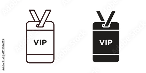VIP neck tag icon concept. Glyph vector illustration isolated. Simple solid style.