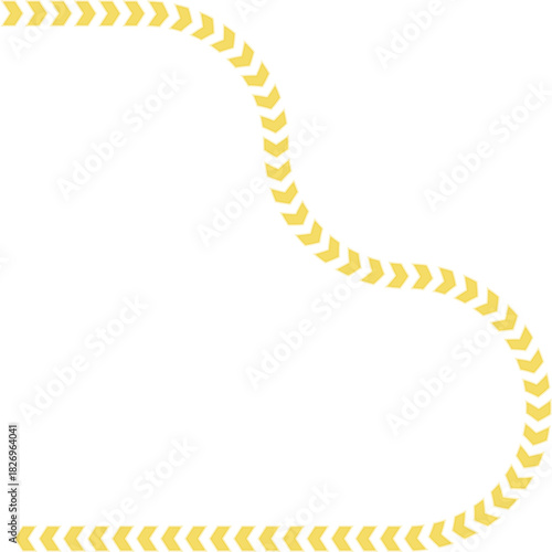 Compact neon arrow line structured as a tight flowing route with a continuous curved contour.