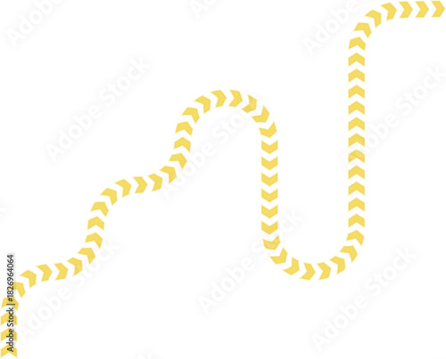 Curved neon arrow path with a steady flowing contour creating a continuous directional route.