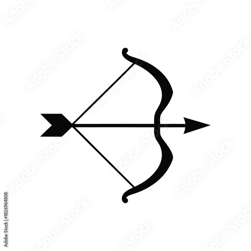 Minimal bow and arrow symbol hunting archery vector art illustration