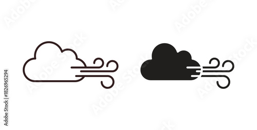 Wind clouds icon concept. Glyph vector illustration isolated. Simple solid style.