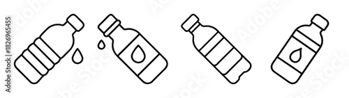 Outline drawing of oil bottles for cooking and food preparation vector illustration design asset