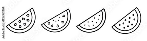 Watermelon slices outline drawing vector illustration summer fruit food healthy diet fresh simple art