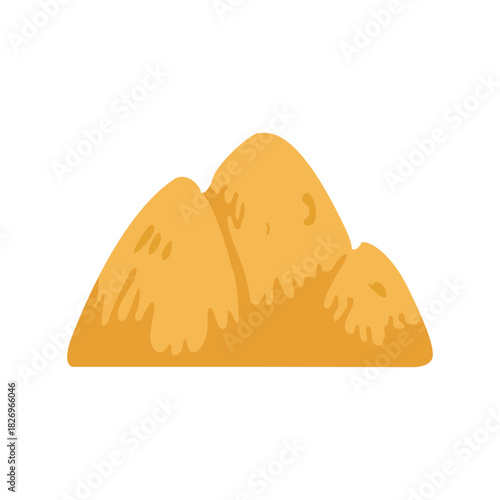 Haystacks of various shapes Cartoon hay bales. Agriculture haystacks, blocks, rolls and piles, yellow straw,