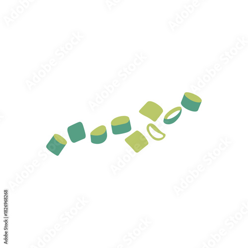 Green onion ring flying icon logo flat vector design