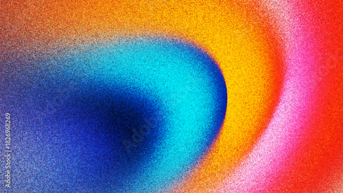 Colorful grainy gradient background mixing bursting colors created from thousands of individual dots. Vibrant tones blending beautifully together in smooth waves bring modern touch to digital projects