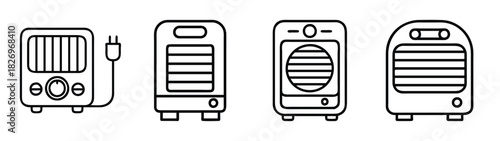 Portable heater types vector illustration for home heating appliance and cooling device guide