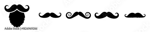 A facial hair icon set with varied mustache and beard styles. Great for grooming, character, or retro visuals.