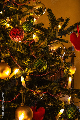 Close up of Christmas decorations