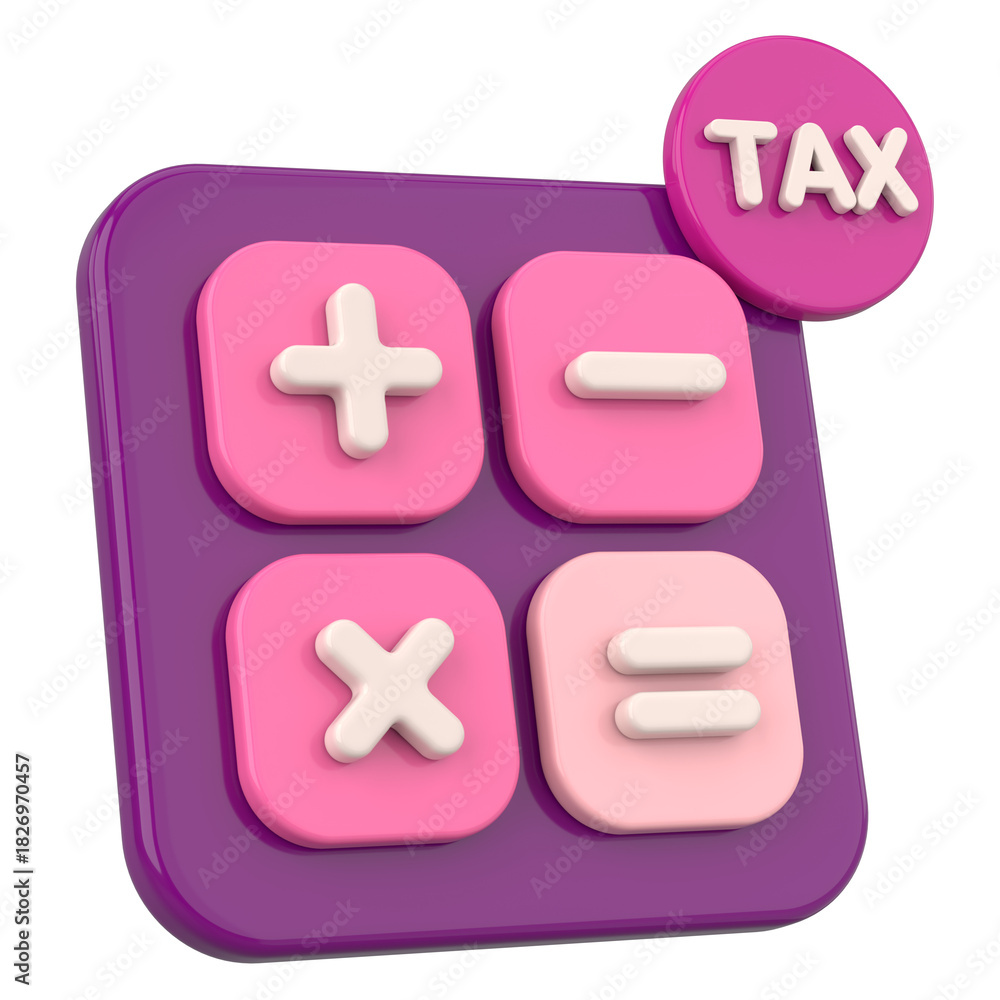 Obraz premium 3D Tax Icon Illustration with Calculator and Finance Elements.