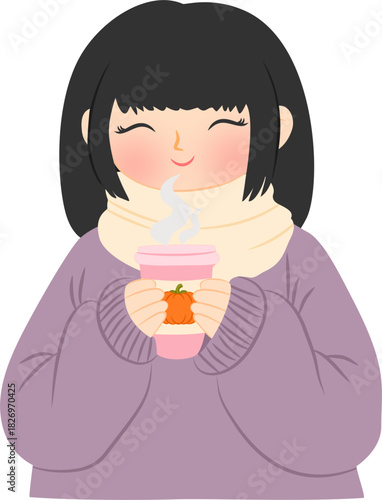 girl drinking pumpkin spice latte