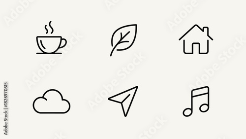 Minimalist Essential Line Icon Set Web UI UX Design Elements