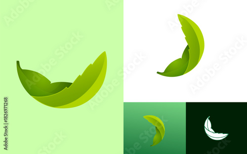 Leaf logo. Green leaf logo design. Green Leaf ecology design conceptual. Creative falling leaf design ideas. Similar design