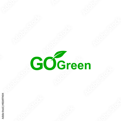 Go Green Logo design. Go Green text design illustration.