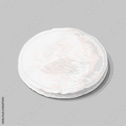 Makeup remover pad in white color on light grey background  