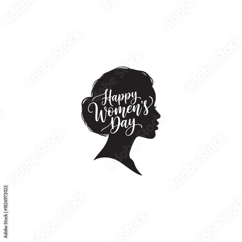 Happy womens day text in womans silhouette