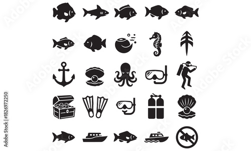 Nautical Icon Set – Anchor, Boat and Marine Vector Designs
