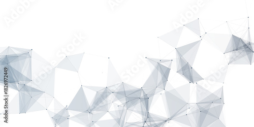 Abstract geometric background with connecting dots and lines with low poly triangle shapes. Polygonal Mesh Background Vector design digital technology concept Global network connection data structure.