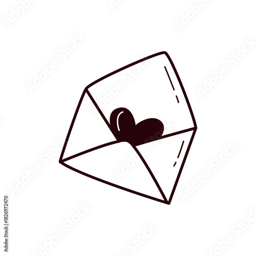Envelope with Heart Cute Valentine Illustration