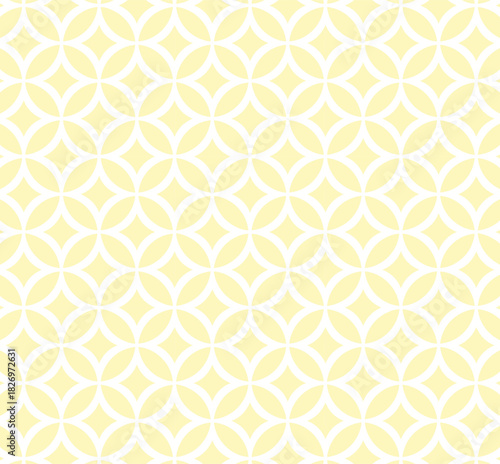 Soft Yellow Geometric Floral Pattern with Interlocking Circles