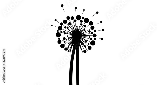 Minimalist Dandelion Seed Head Illustration on White Background for Creative Design