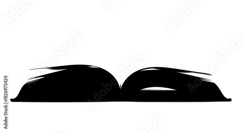 Silhouette of an Open Book on White Background for Education and Knowledge Concepts