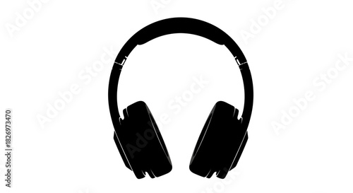 Minimalistic Silhouette of Wireless Headphones on White Background for Audio Enthusiasts