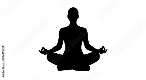 Silhouette of Woman in Lotus Position Meditating for Tranquility and Serenity