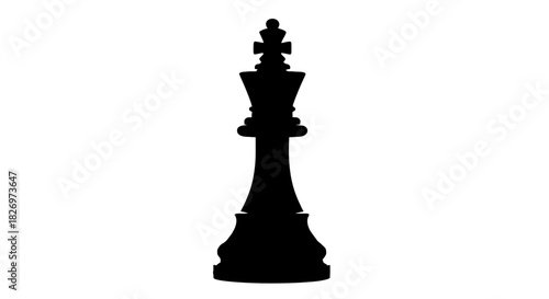 Majestic Chess King Piece in Striking Silhouette on a Clean White Background