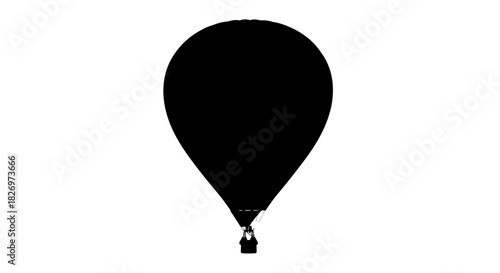 Silhouette of a hot air balloon on a white background offering versatile design possibilities and