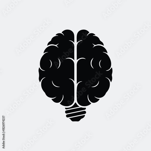 Silhouette brain lightbulb creative idea solution inspiration vector illustration