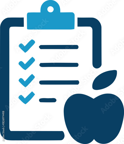 Healthy diet plan checklist with apple illustration for wellness and nutrition