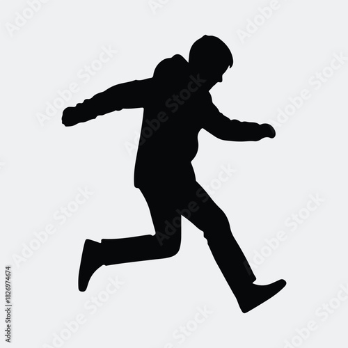 Silhouette man running fast athlete in sportswear vector illustration