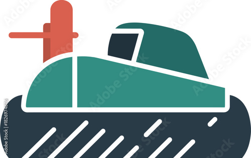 Flat Icon of Snowplow or Grooming Tracked Vehicle