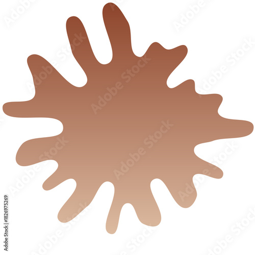 A brown splatter of paint on a white background. The splatter is large and has a lot of texture