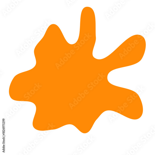 A orange splatter of paint on a white background. The splatter is large and has a lot of texture