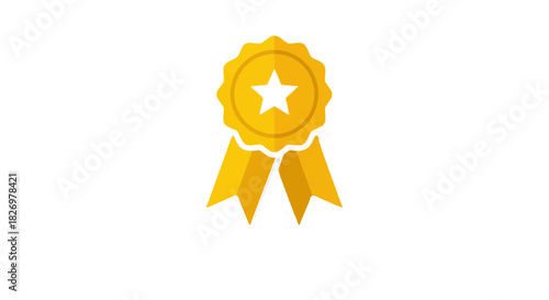 Golden star award badge vector illustration achievement success quality best choice premium guarantee design