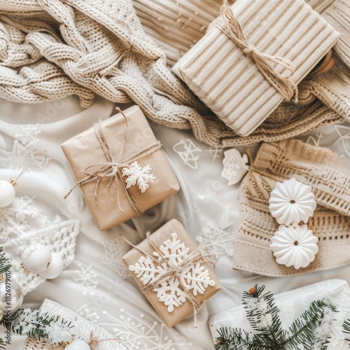 Christmas gifts Flat Lay Mockup