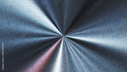 Chrome inspired gradient with fine film grain texture radiating from the center created from thousands of individual dots. Metallic surface with grainy radial gradient effect for futuristic visuals