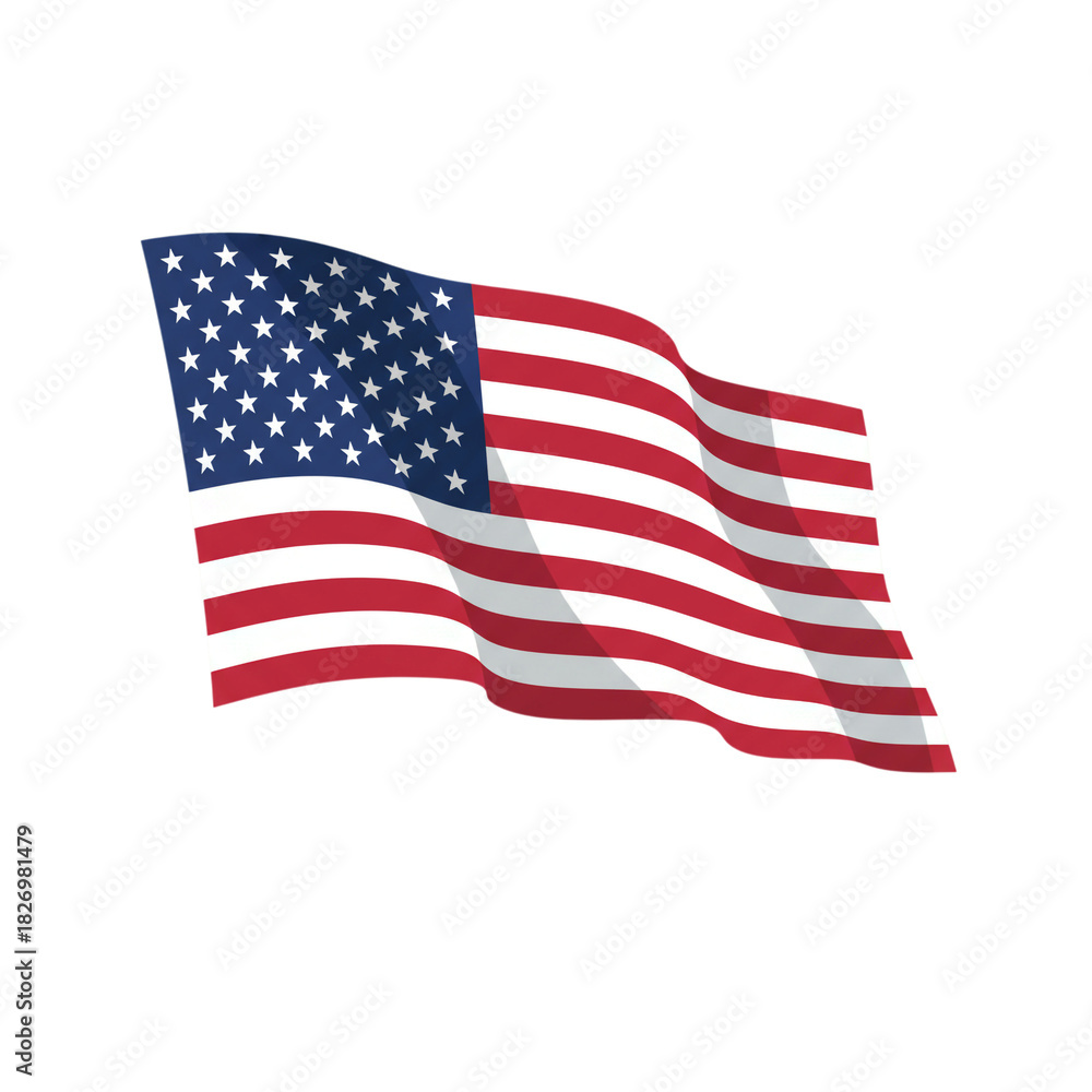 Fototapeta premium Waving american flag vector illustration, usa national symbol icon.