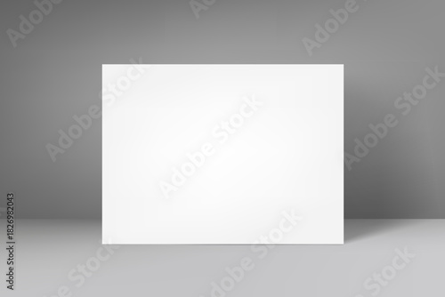Horizontal blank frame with shaow. 3d vector mockup
