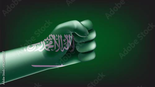 Fist with flag of Saudi Arabia. 3d vector illustration